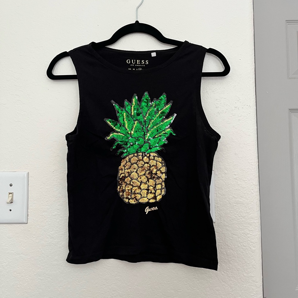 Guess sequin pineapple tank top🍍✨